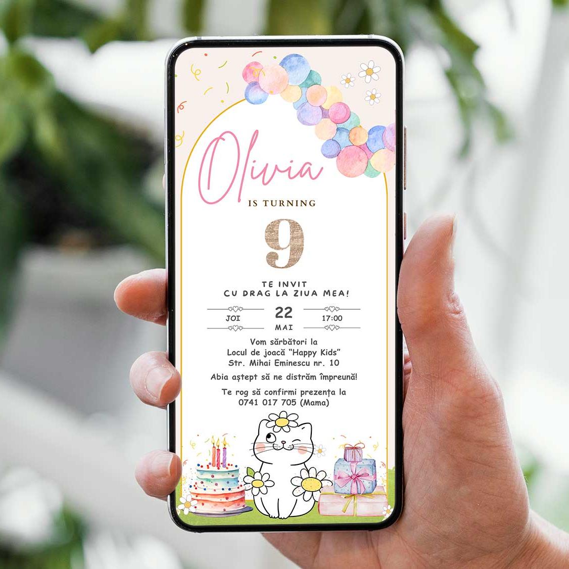 Invitatie Zi De Nastere Hello Spring Format Digital