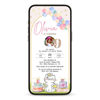 Invitatie Zi De Nastere Hello Spring Format Digital