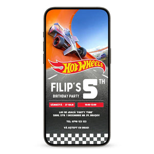 Invitatie Zi de Nastere Hot Wheels, Format Digital-BalloonEvents.ro