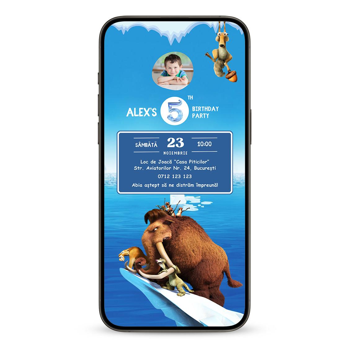 Invitatie Zi De Nastere Ice Age, Format Digital