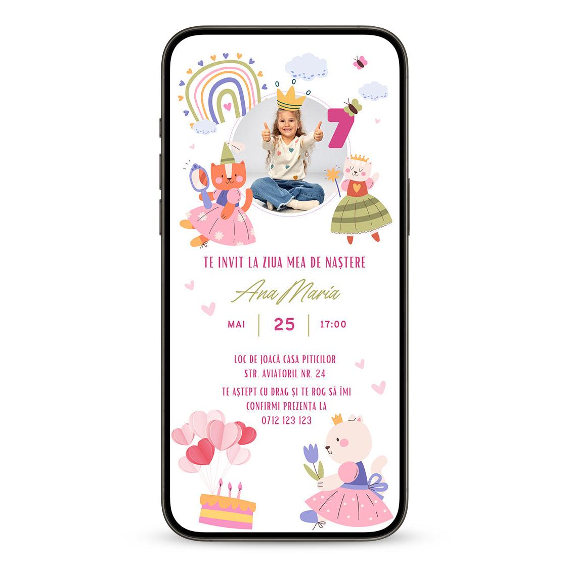 Invitatie Zi De Nastere Kitty II, Format Digital-BalloonEvents.ro