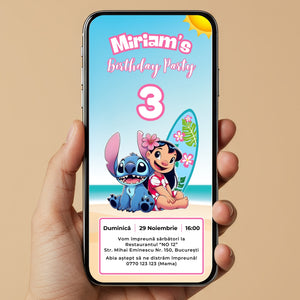 Invitatie Zi De Nastere Lilo si Stitch, Format Digital
