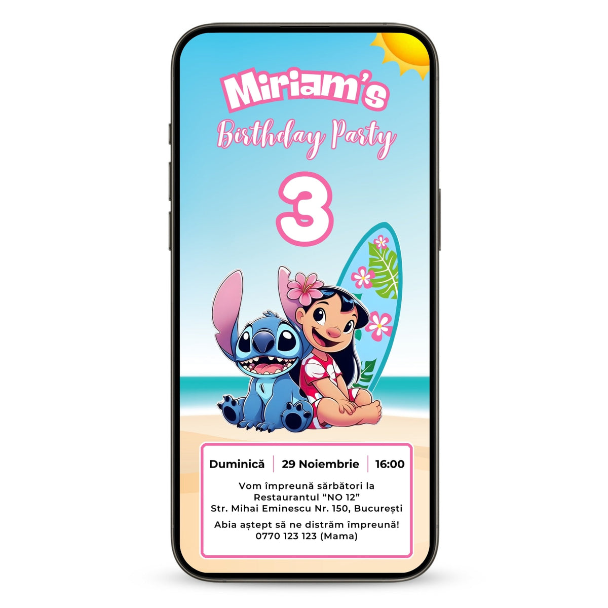 Invitatie Zi De Nastere Lilo si Stitch, Format Digital-BalloonEvents.ro