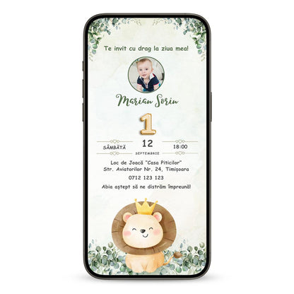 Invitatie Zi De Nastere Lion, Format Digital-BalloonEvents.ro