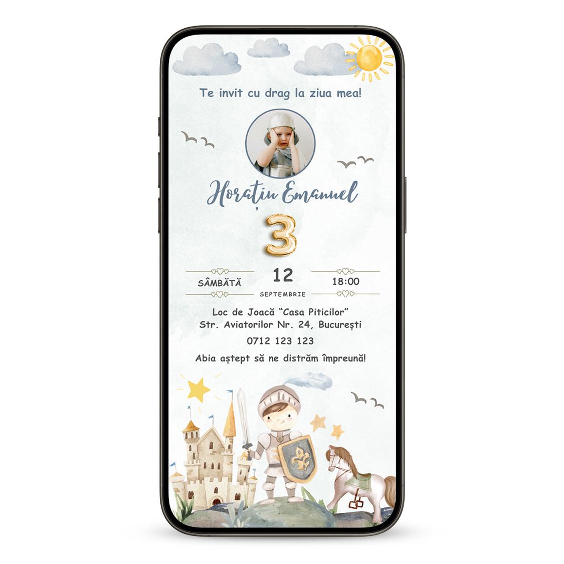 Invitatie Zi De Nastere Little Knight, Format Digital-BalloonEvents.ro