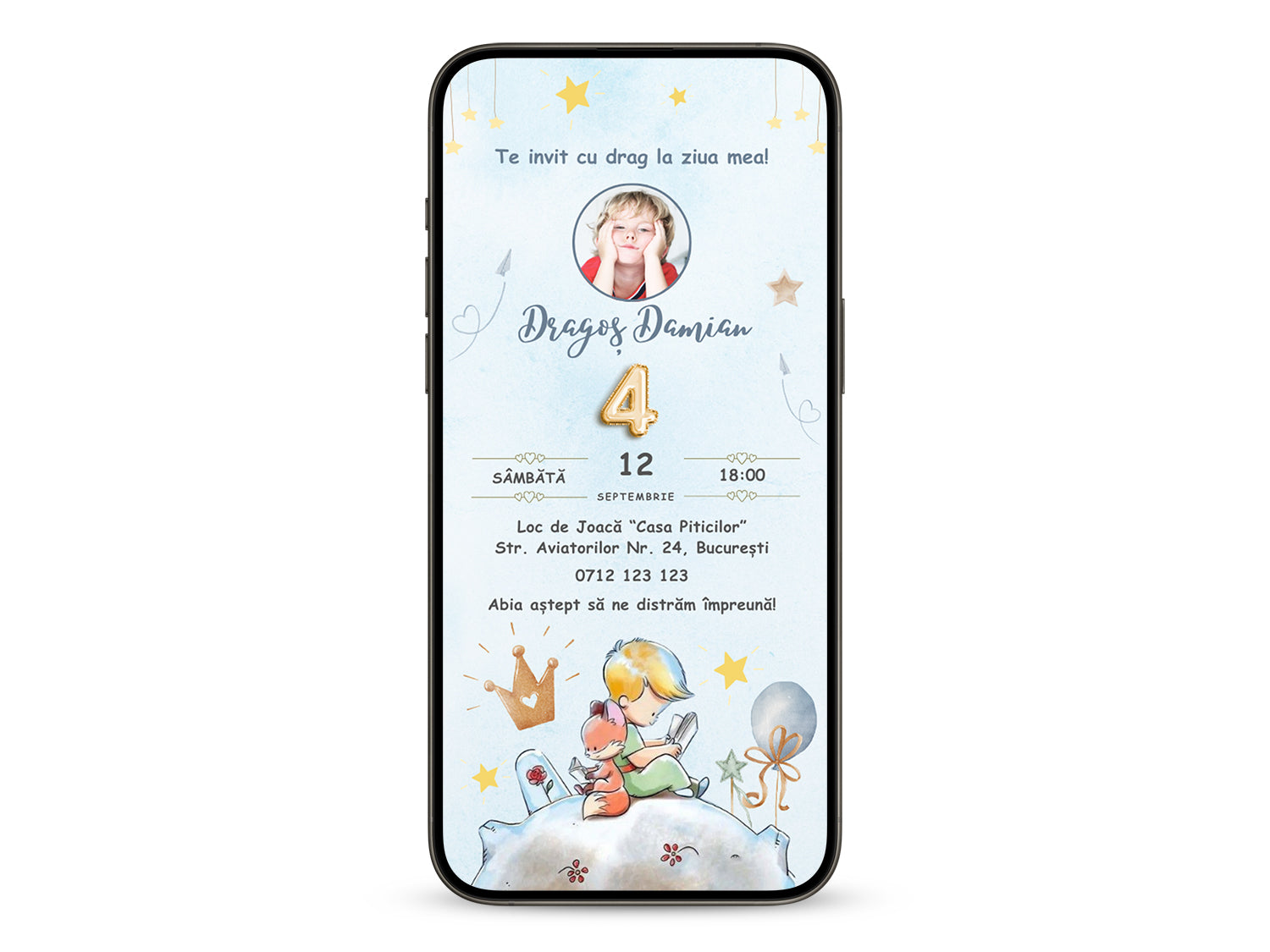 Invitatie Zi De Nastere Little Prince, Format Digital-BalloonEvents.ro