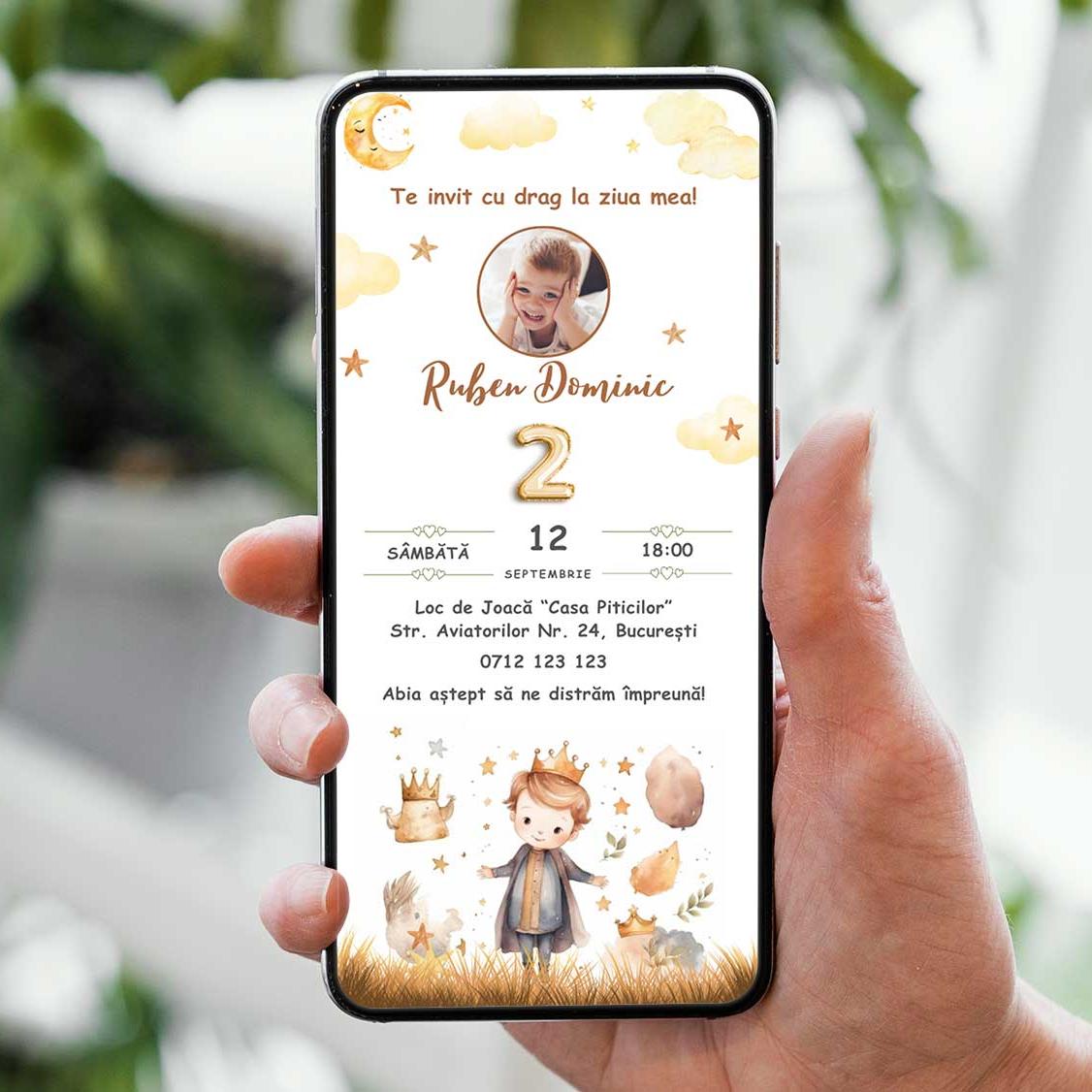 Invitatie Zi De Nastere Little Prince Story, Format Digital