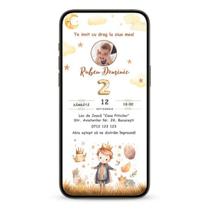 Invitatie Zi De Nastere Little Prince Story, Format Digital