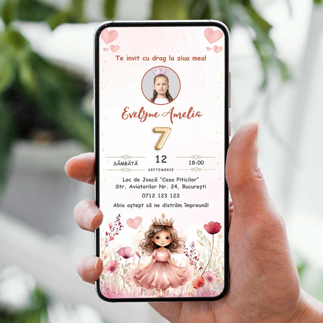 Invitatie Zi De Nastere Little Princess, Format Digital-BalloonEvents.ro