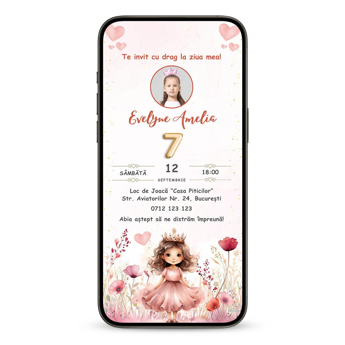 Invitatie Zi De Nastere Little Princess, Format Digital-BalloonEvents.ro