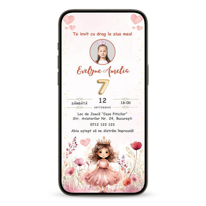Invitatie Zi De Nastere Little Princess, Format Digital-BalloonEvents.ro