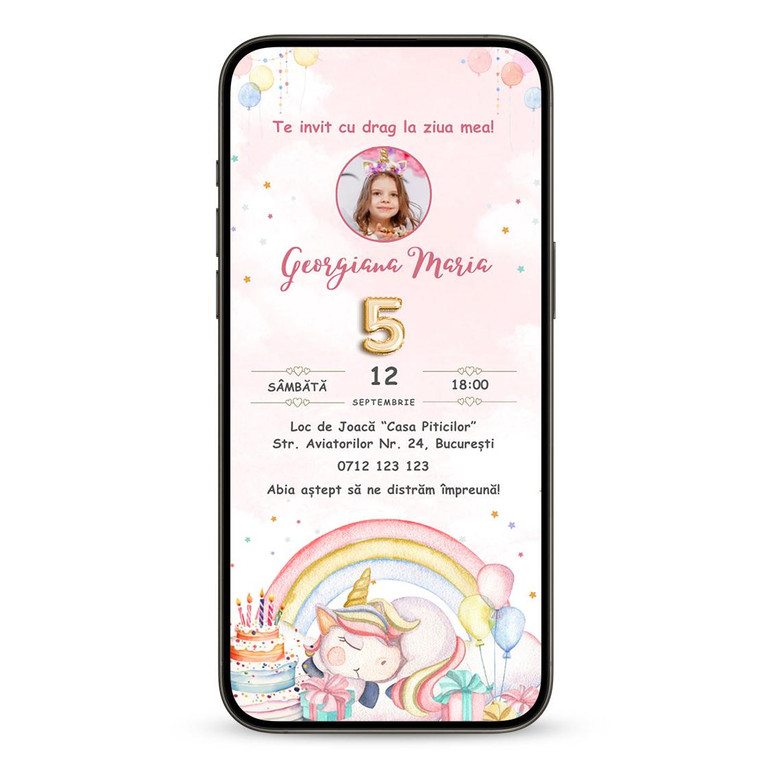 Invitatie Zi De Nastere Little Unicorn, Format Digital-BalloonEvents.ro