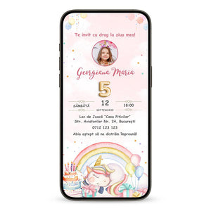 Invitatie Zi De Nastere Little Unicorn, Format Digital-BalloonEvents.ro