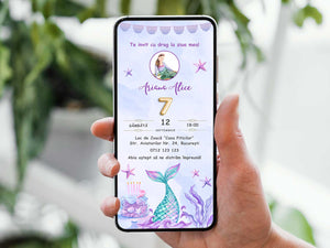 Invitatie Zi De Nastere Mermaid Princess, Format Digital