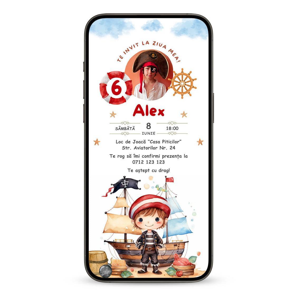 Invitatie Zi De Nastere Micutul Capitan, Format Digital-BalloonEvents.ro