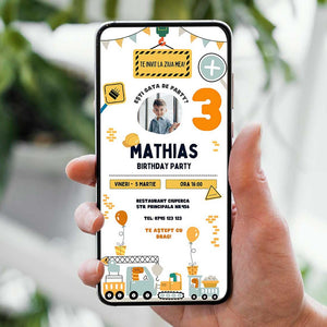 Invitatie Zi De Nastere Micutul Constructor, Format Digital-BalloonEvents.ro