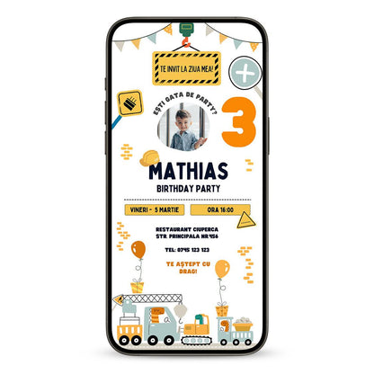 Invitatie Zi De Nastere Micutul Constructor, Format Digital-BalloonEvents.ro