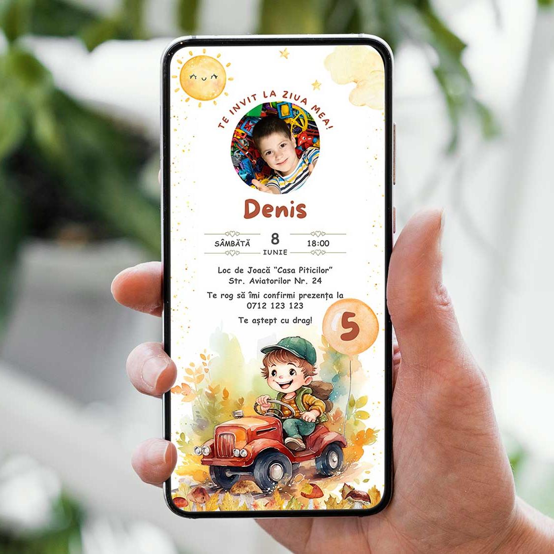 Invitatie Zi de Nastere Micutul Explorator, Format Digital-BalloonEvents.ro