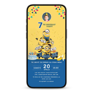Invitatie Zi de Nastere Minioni, Format Digital-BalloonEvents.ro