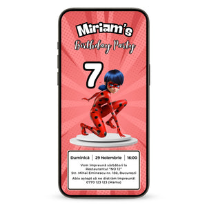 Invitatie Zi De Nastere Miraculos Buburuza, Format Digital