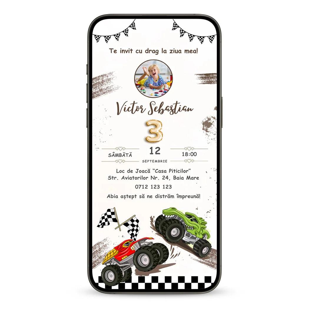 Invitatie Zi De Nastere Monster Trucks, Format Digital-BalloonEvents.ro