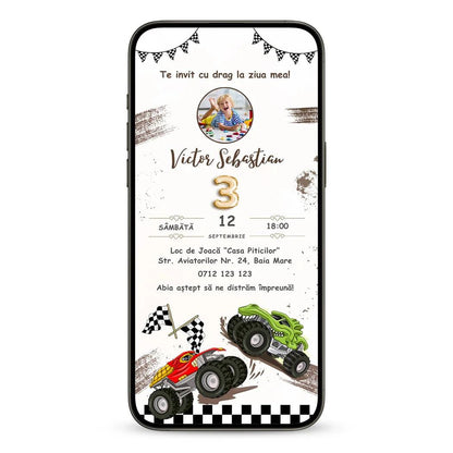 Invitatie Zi De Nastere Monster Trucks, Format Digital-BalloonEvents.ro