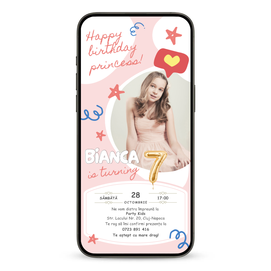 Invitatie Zi De Nastere My Lady, Format Digital-BalloonEvents.ro