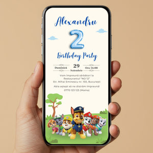 Invitatie Zi De Nastere Patrula Catelusilor, Format Digital