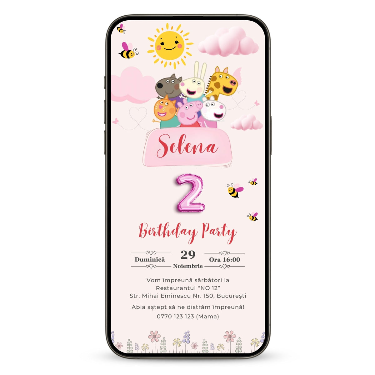 Invitatie Zi De Nastere Peppa Pig, Format Digital-BalloonEvents.ro