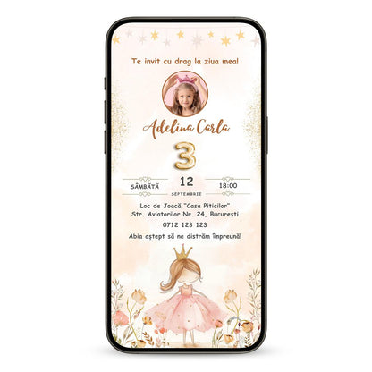 Invitatie Zi De Nastere Princess, Format Digital-BalloonEvents.ro