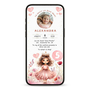 Invitatie Zi De Nastere Printesa Inimii, Format Digital-BalloonEvents.ro