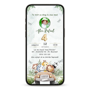 Invitatie Zi De Nastere Safari, Format Digital-BalloonEvents.ro