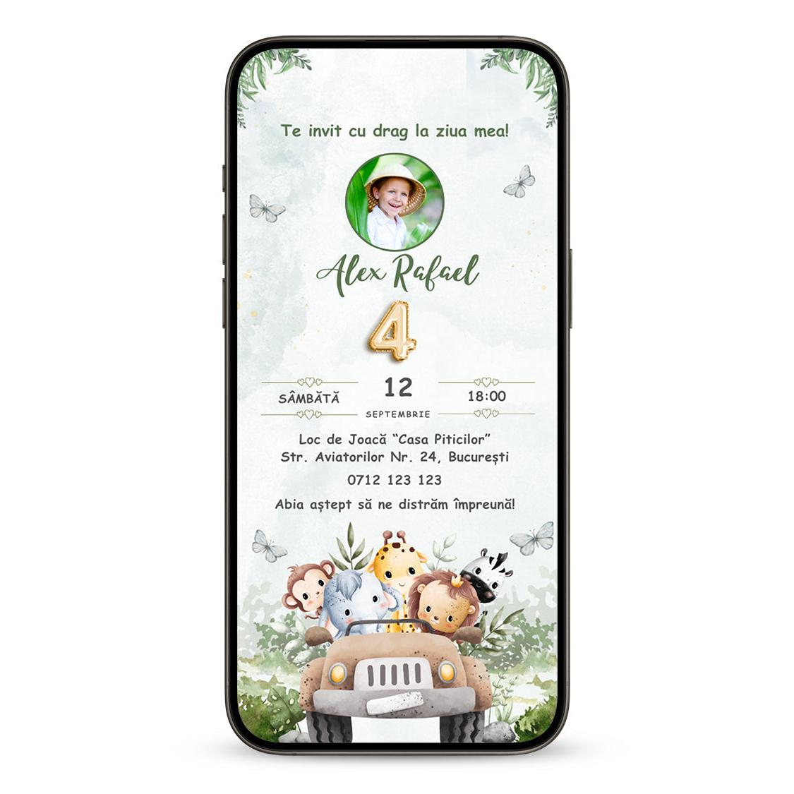Invitatie Zi De Nastere Safari, Format Digital-BalloonEvents.ro