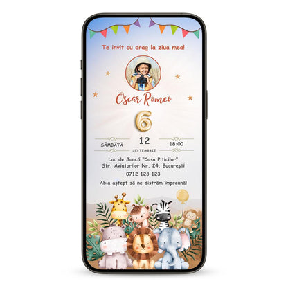 Invitatie Zi De Nastere Safari Ii, Format Digital