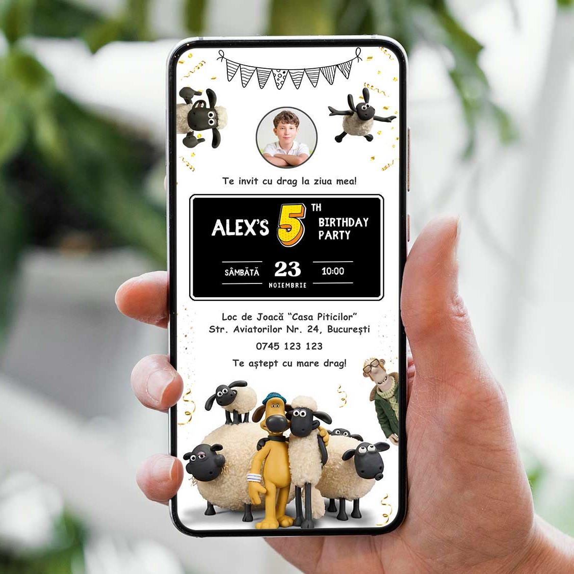 Invitatie Zi De Nastere Shaun The Sheep, Format Digital