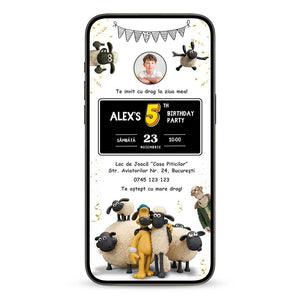 Invitatie Zi De Nastere Shaun the Sheep, Format Digital-BalloonEvents.ro