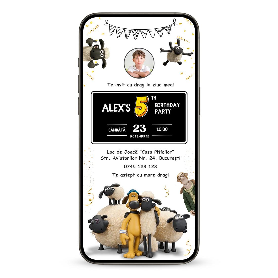 Invitatie Zi De Nastere Shaun The Sheep, Format Digital-BalloonEvents.ro