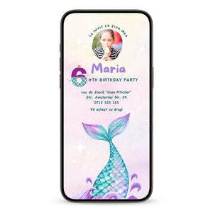 Invitatie Zi de Nastere Sirena Familiei, Format Digital-BalloonEvents.ro