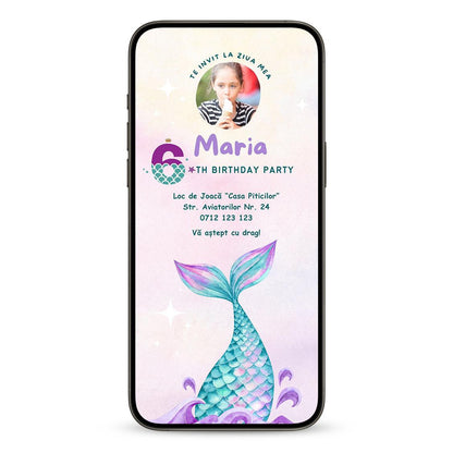 Invitatie Zi de Nastere Sirena Familiei, Format Digital-BalloonEvents.ro