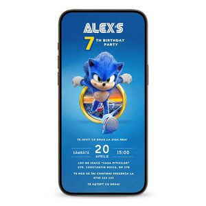Invitatie Zi De Nastere Sonic, Format Digital-BalloonEvents.ro