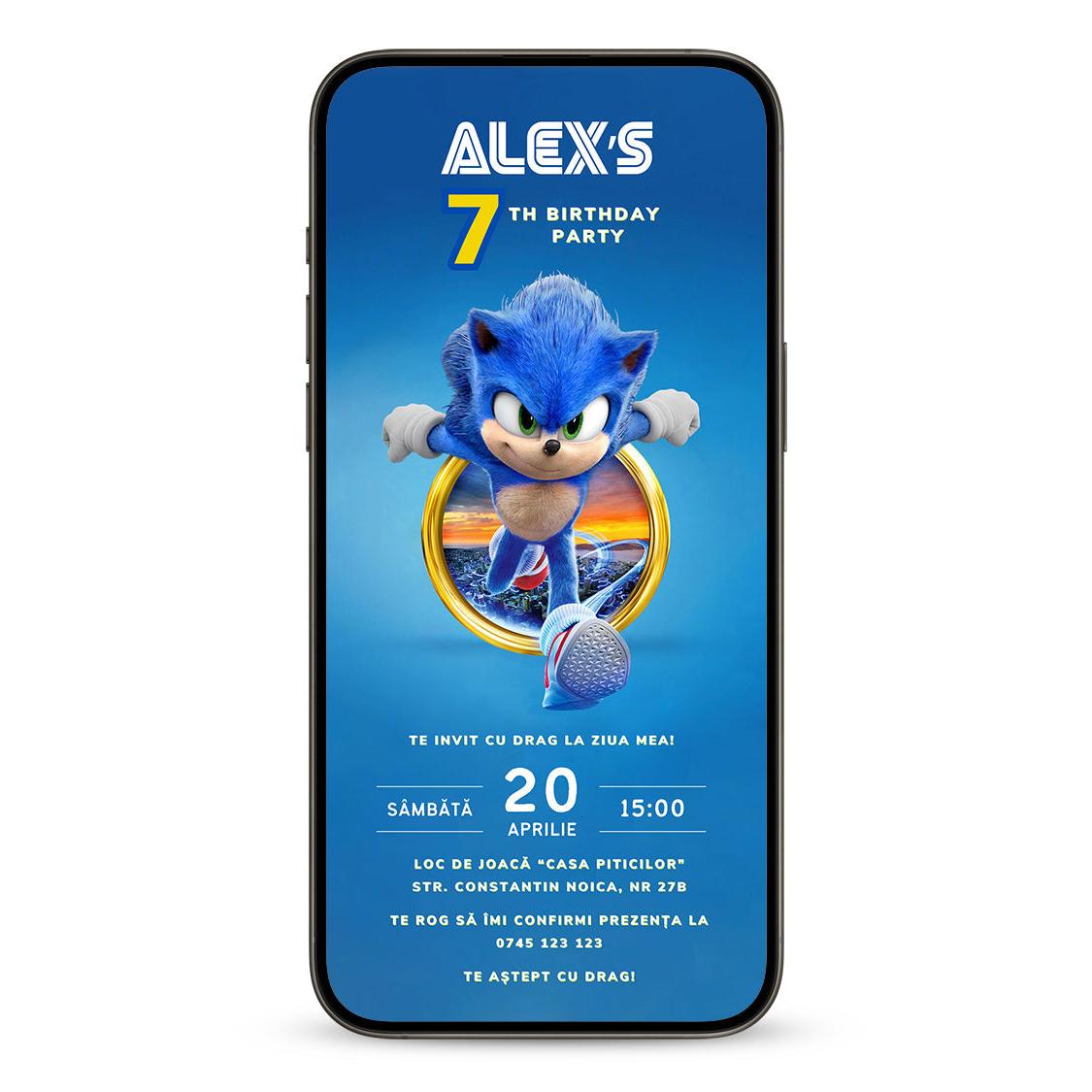 Invitatie Zi De Nastere Sonic, Format Digital-BalloonEvents.ro