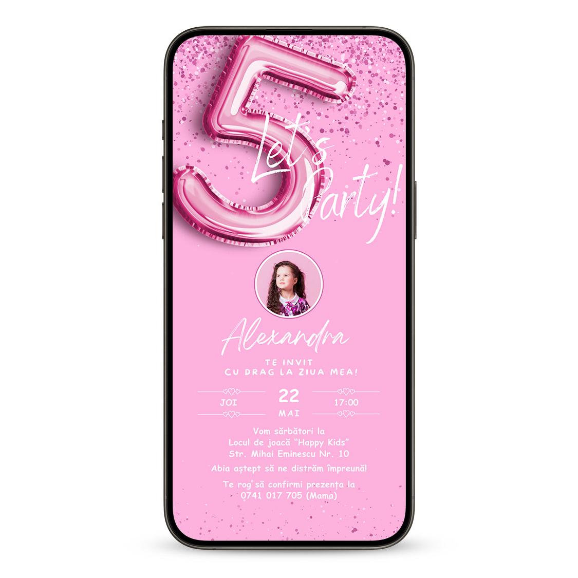 Invitatie Zi De Nastere Sparkle, Format Digital-BalloonEvents.ro