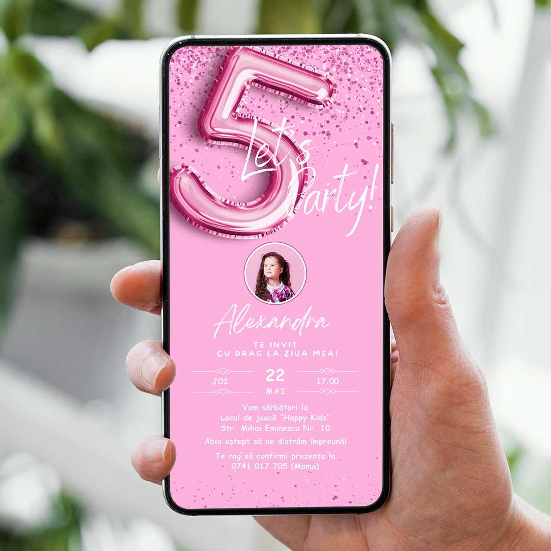 Invitatie Zi De Nastere Sparkle, Format Digital-BalloonEvents.ro