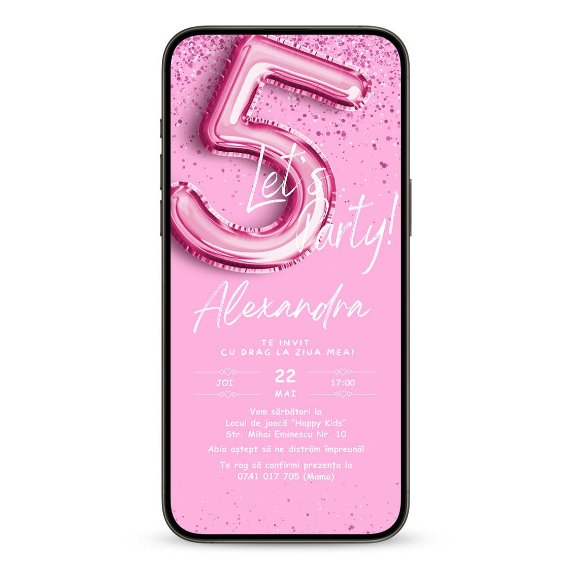 Invitatie Zi De Nastere Sparkle, Format Digital-BalloonEvents.ro