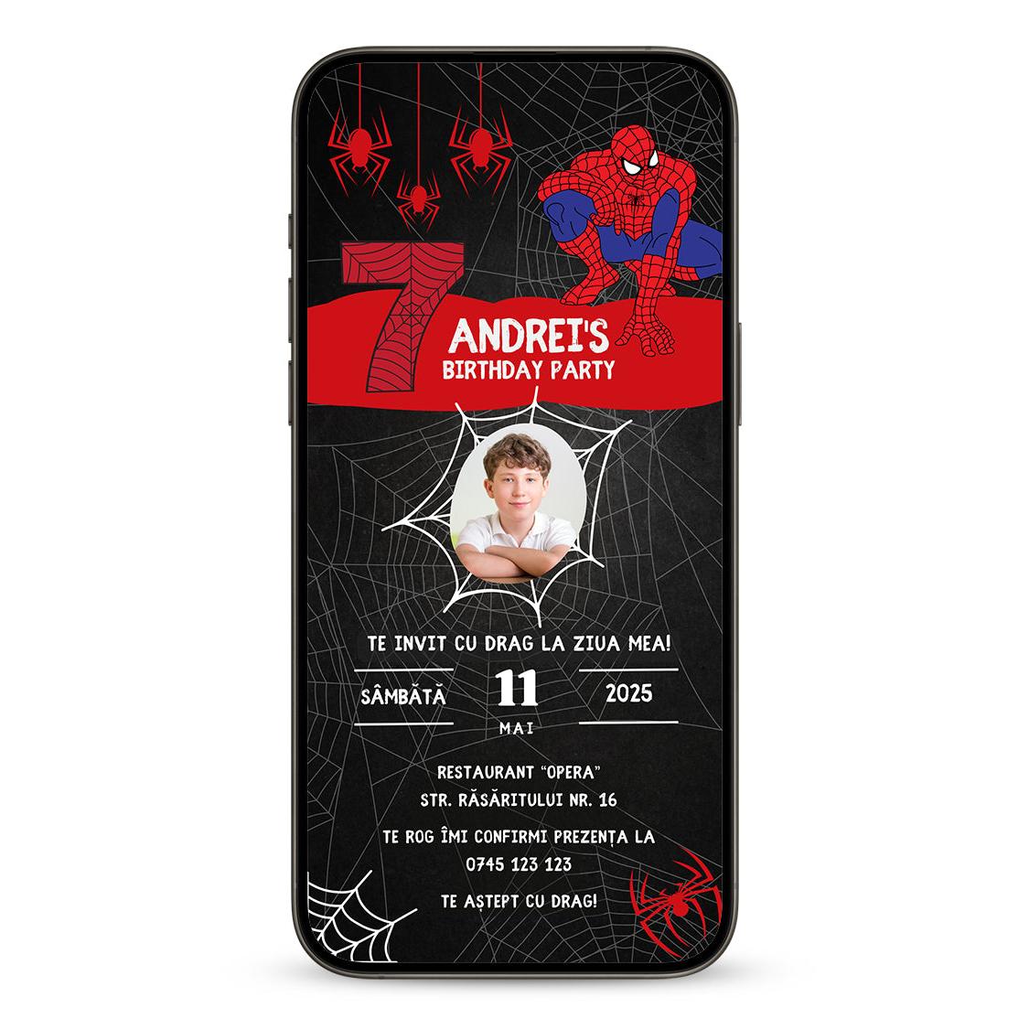 Invitatie Zi De Nastere Spiderman, Format Digital-BalloonEvents.ro