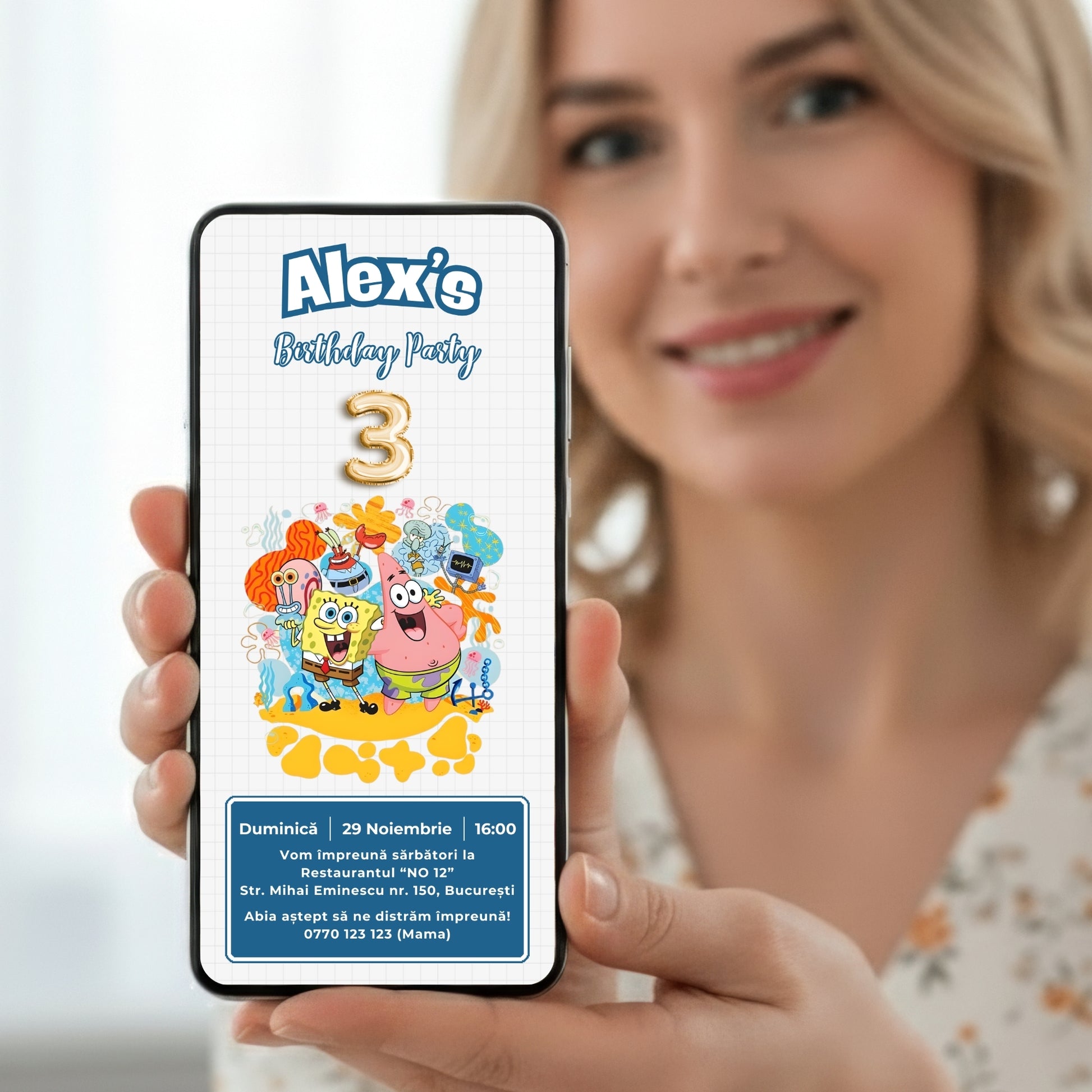 Invitatie Zi De Nastere SpongeBob, Format Digital