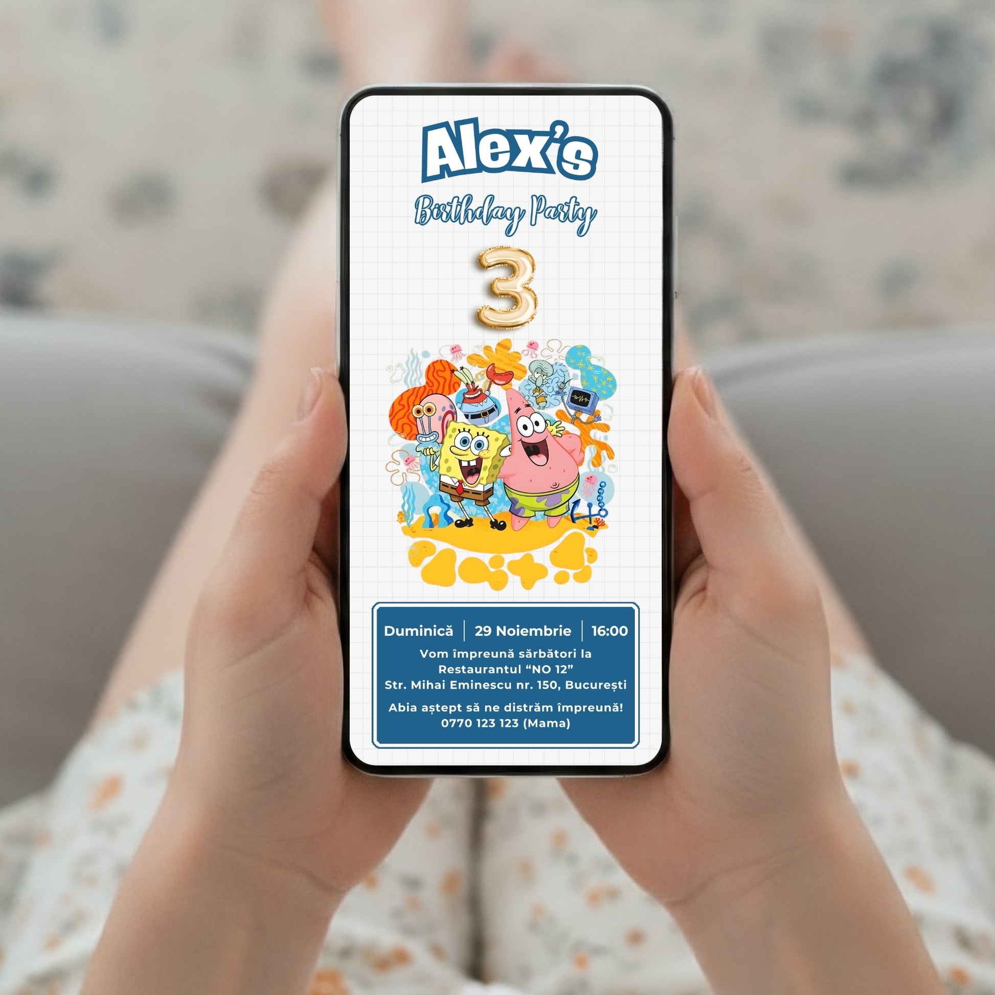 Invitatie Zi De Nastere SpongeBob, Format Digital