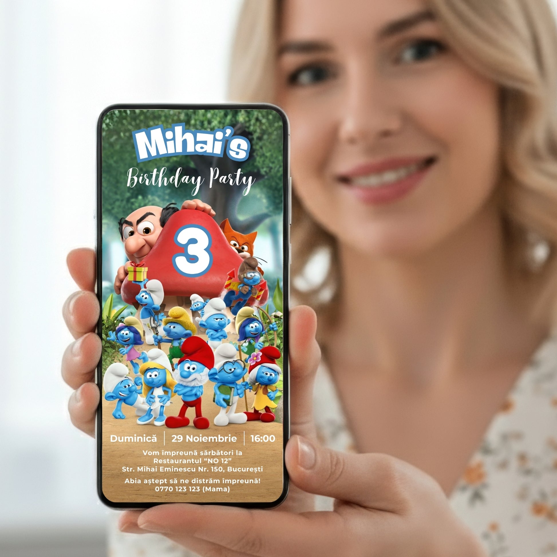 Invitatie Zi De Nastere Strumfii, Format Digital