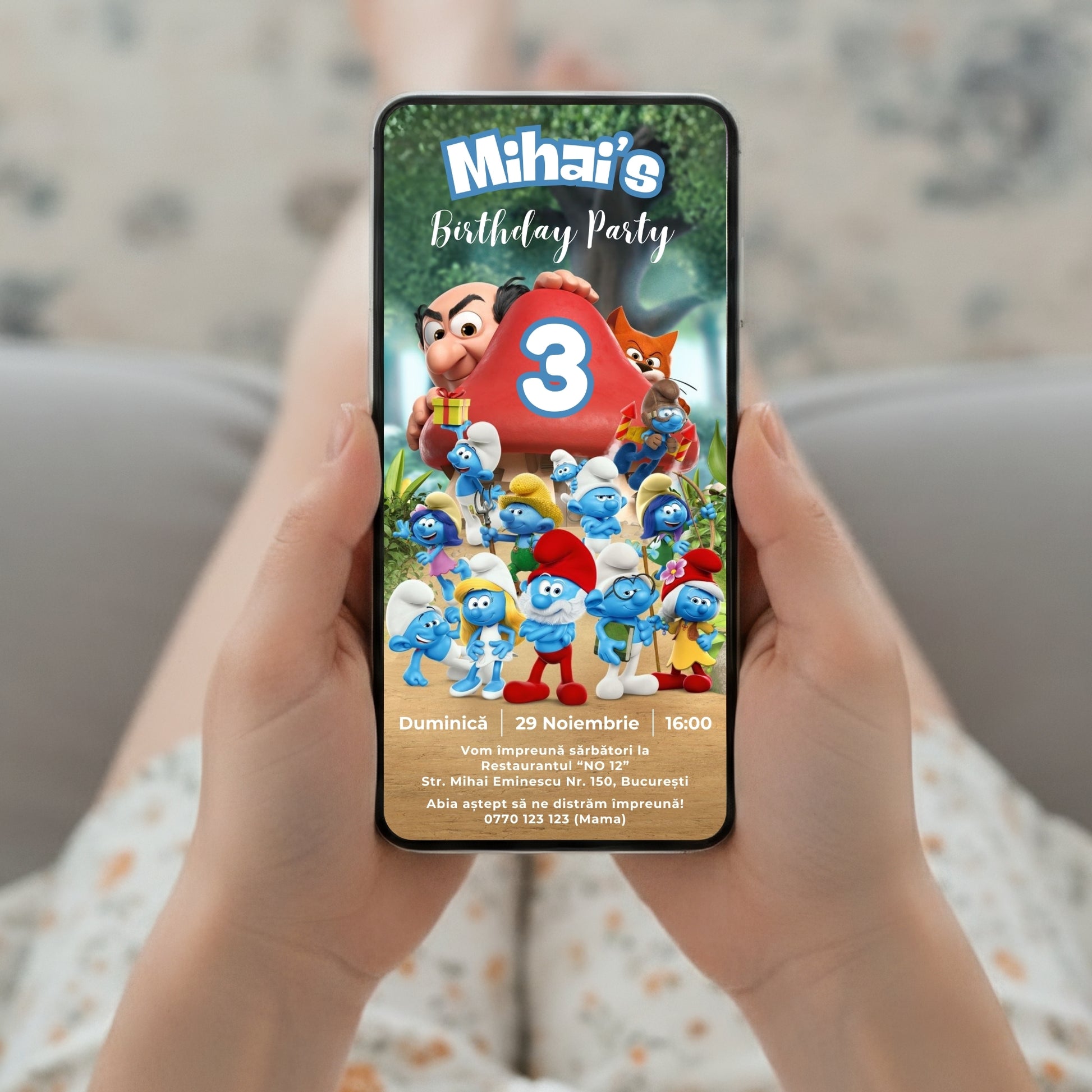 Invitatie Zi De Nastere Strumfii, Format Digital