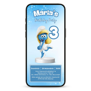 Invitatie Zi De Nastere Strumfita - Strumfii, Format Digital